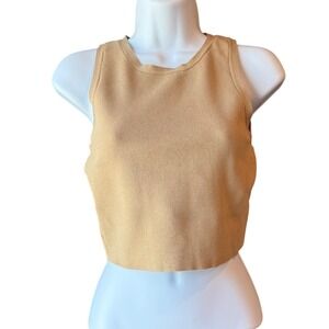 Zara Knit Crop Tank Top Beige Minimalist Capsule Wardrobe Size Medium
